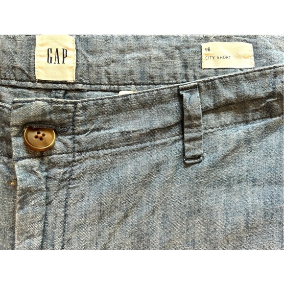 4/$20 GAP blue chambray 3 inch city shorts- midrise - size  16- 100% cotton - Picture 7 of 8